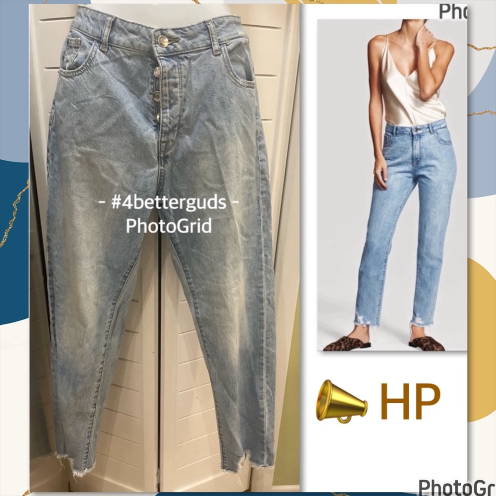 DL1961 Goldie High Rise Tapered Relaxed Leg Frayed Raw Hem Cropped Jeans 28